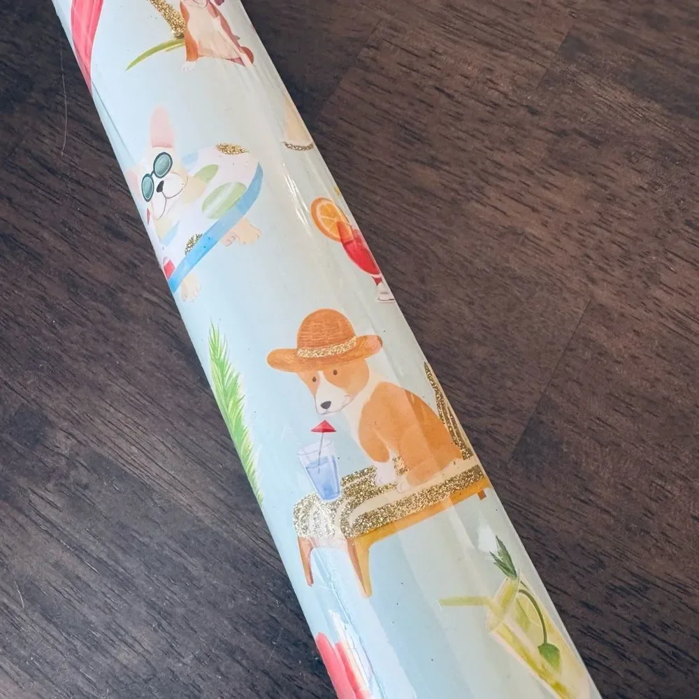 Tropical Island Party Dog Molly & Rex Premium Gift Wrap Wrapping Paper